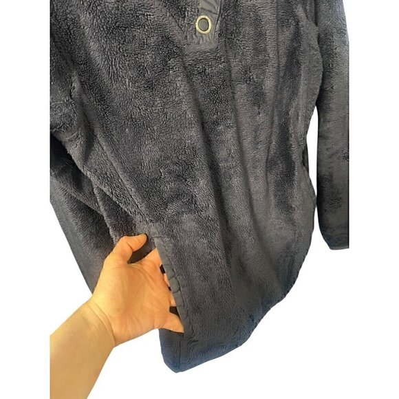 The North Face Womens FUZZY Fleece Pullover With Button Detailing, NAVY BLUE, SM - Picture 4 of 8